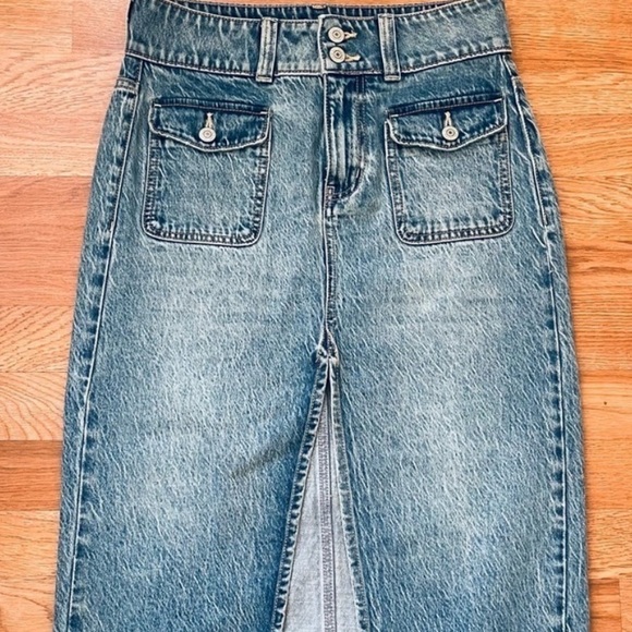 We The Free Denim Midi Skirt with Split Slit - Picture 2 of 5